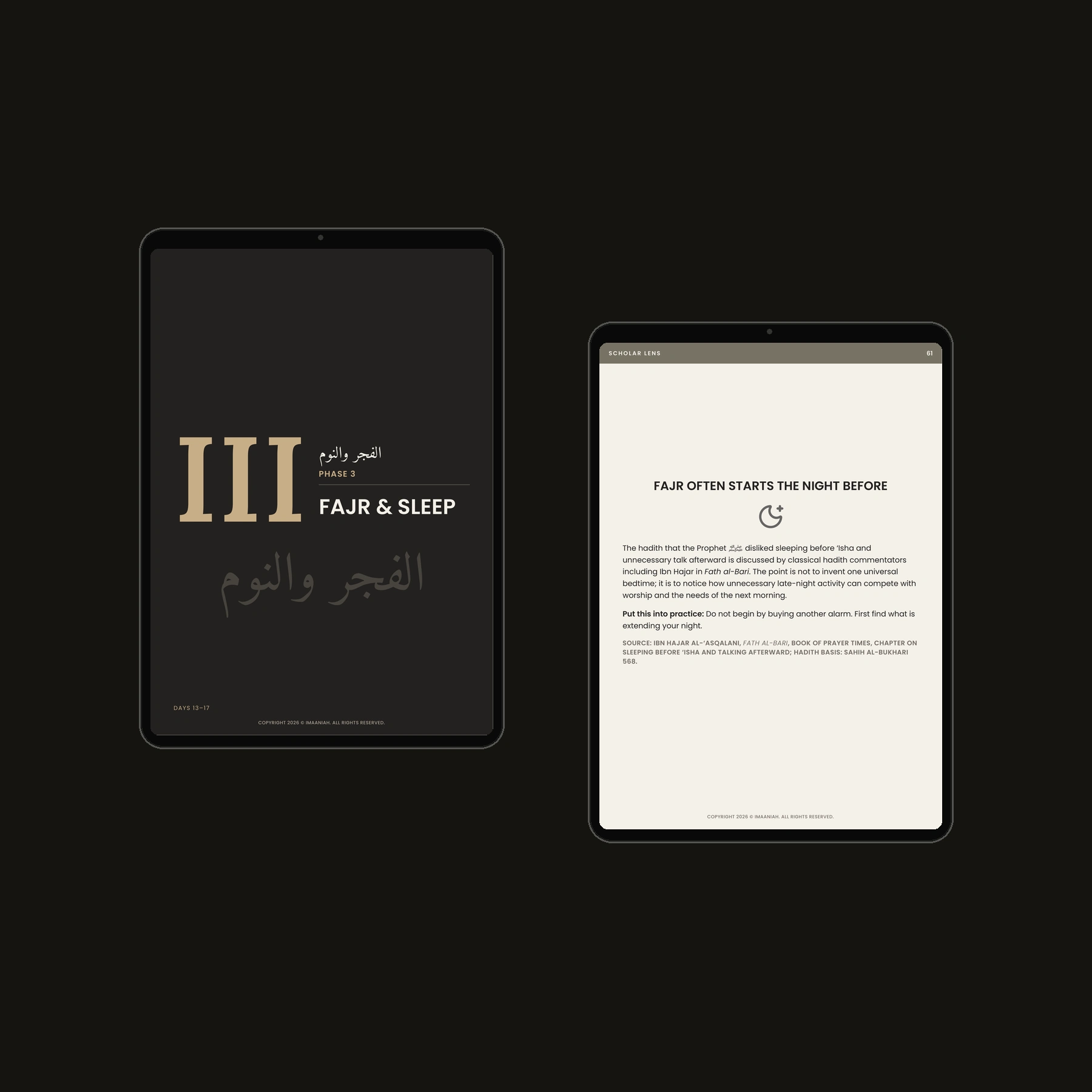 Back to Salah original PDF pages: Phase 3 — Fajr and sleep
